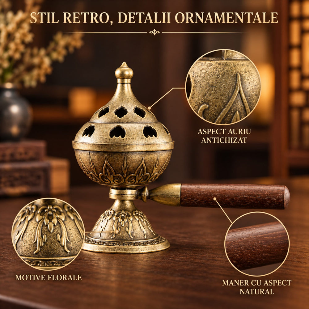 Arzator de Tamaie Portabil Rotativ Creativ, Retro, Tava De Tamaie, Ornament De Ceremonie