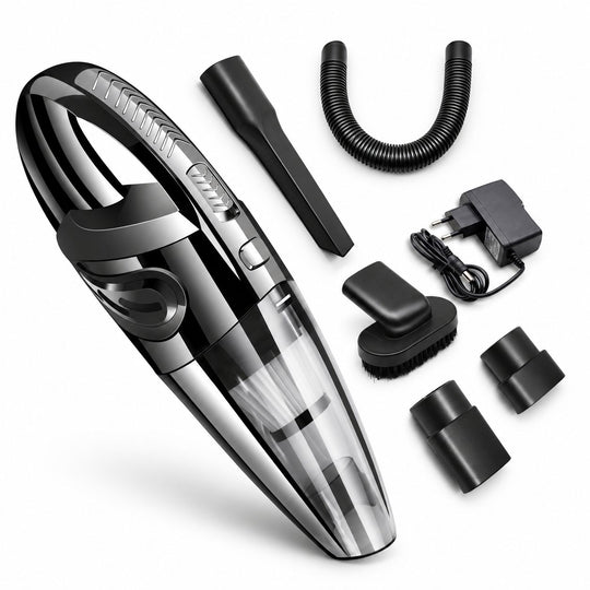 Aspirator de Mana Portabil Turbo, pentru Casa si Auto, Aspirare Umeda si Uscata, Putere 120 W, 32.000 RPM, Aspirare 4 Bar, 5 Accesorii, Negru
