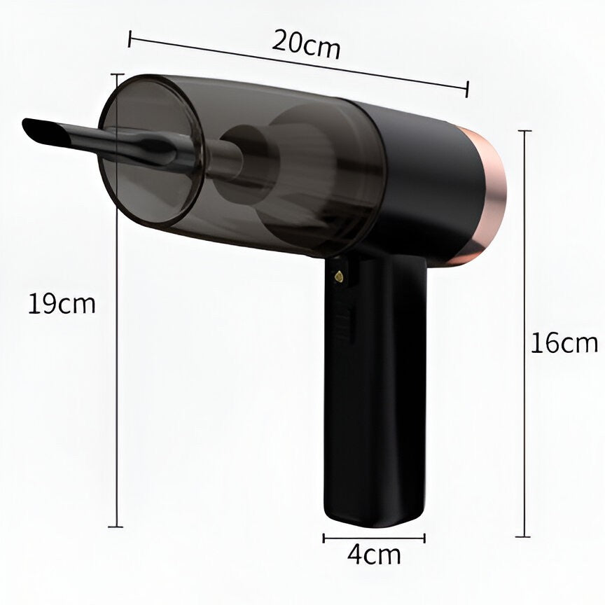 Aspirator Portabil Auto, pentru Casa si Masina, Cablu Auto, Tub Prelungitor, 4 Capete de Aspirare, 20x16x19cm, Negru