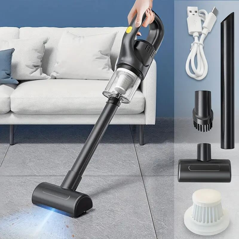 Aspirator Portabil fara Fir, Incarcare USB, Pentru Casa si Masina, Autonomie 45 min, Negru