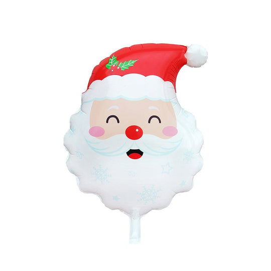 Balon Capul Lui Mos Craciun, din Folie de Aluminiu, Tema Craciun, 62 x 45 cm, Alb/Rosu