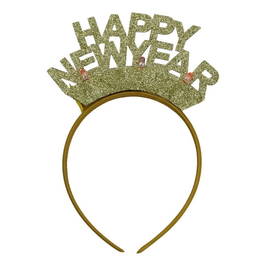 Bentita/cerc Happy Newyear, culoare auriu, marime standard