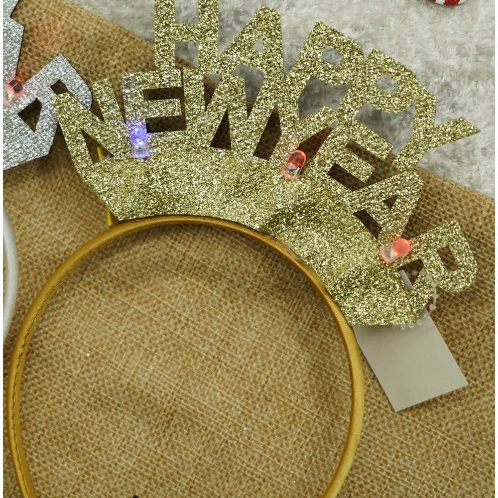Bentita/cerc Happy Newyear, culoare auriu, marime standard