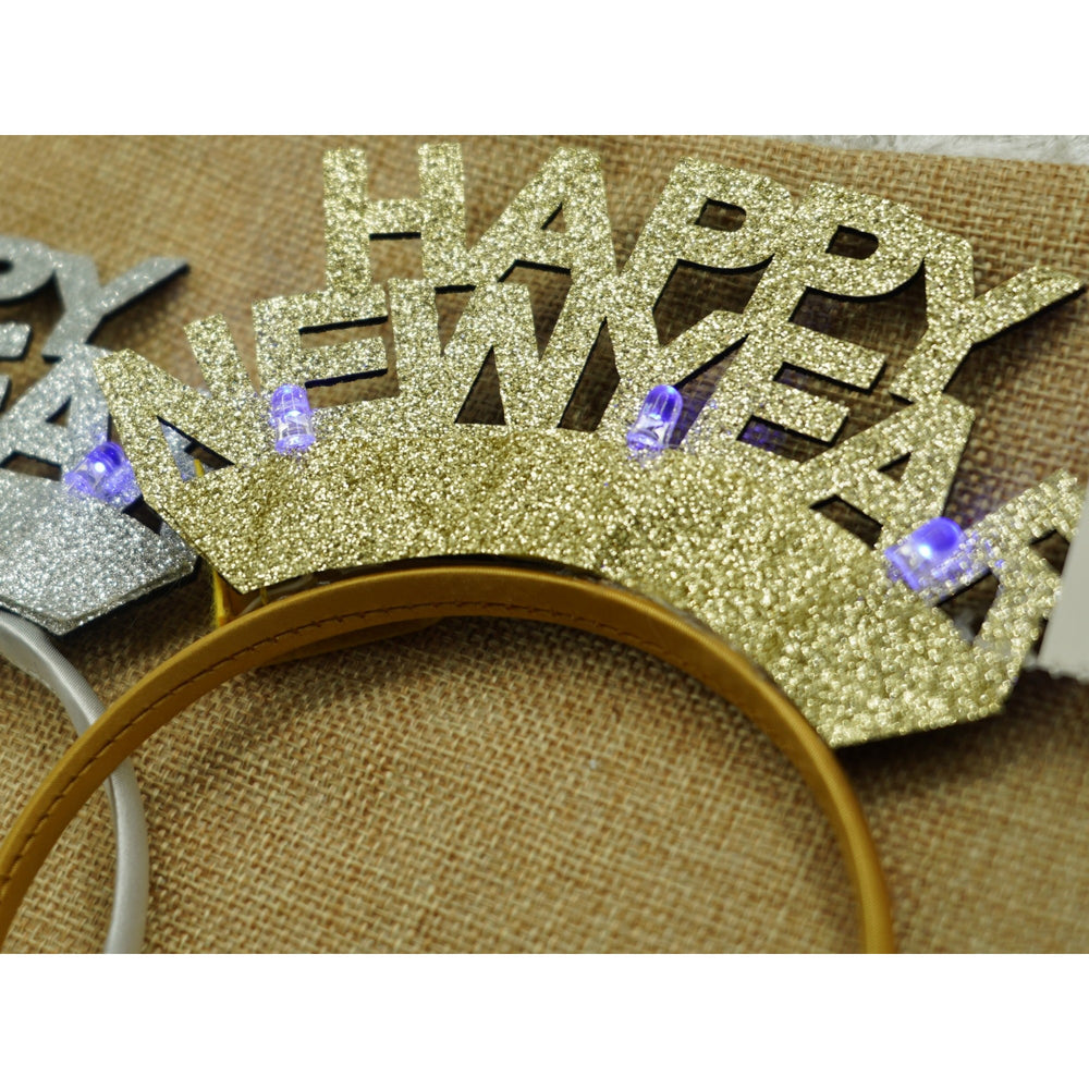 Bentita/cerc Happy Newyear, culoare auriu, marime standard