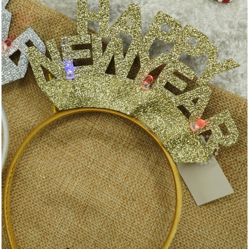 Bentita/cerc Happy Newyear, culoare auriu, marime standard