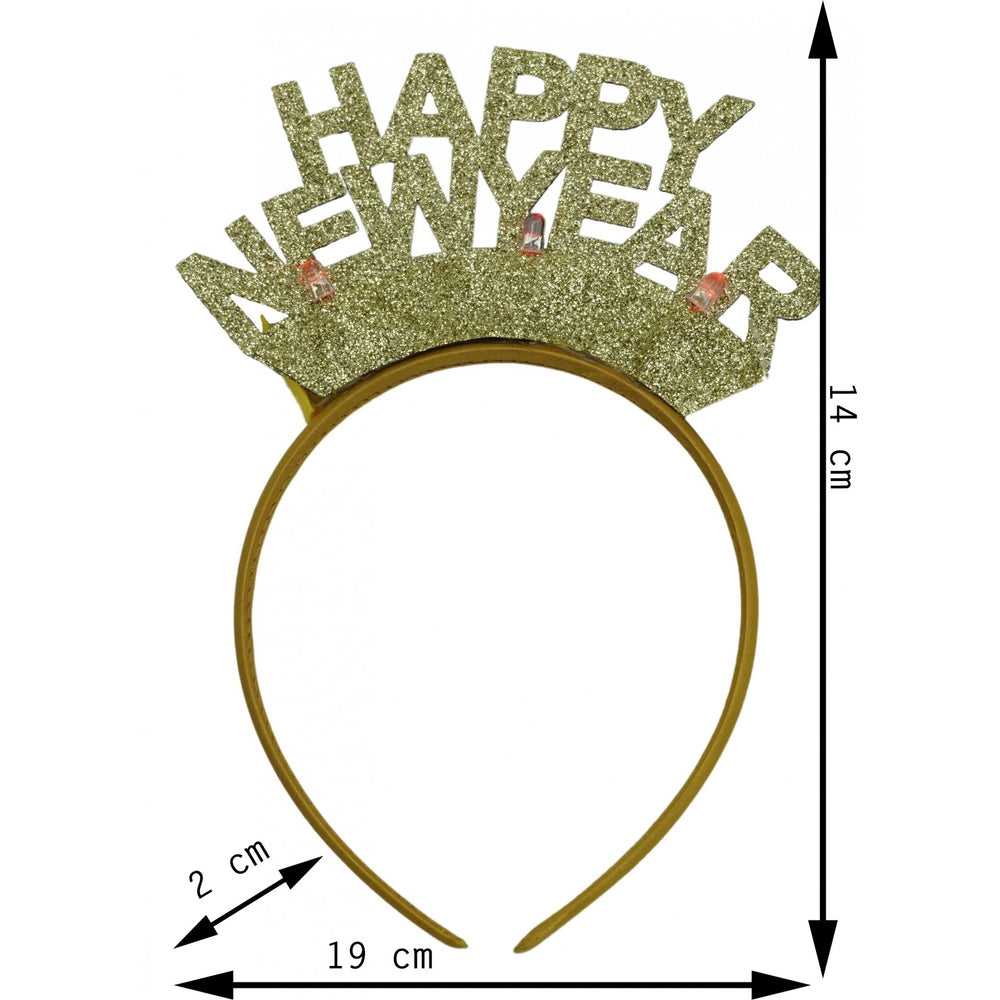 Bentita/cerc Happy Newyear, culoare auriu, marime standard