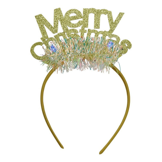 Bentita/cerc Mery Cristmas, culoare auriu cu beteala, marime standard