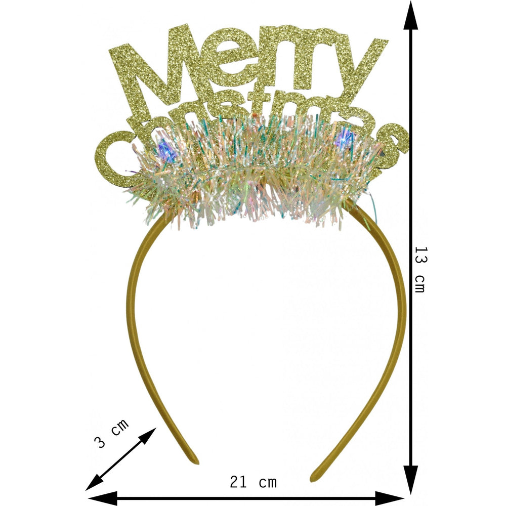 Bentita/cerc Mery Cristmas, culoare auriu cu beteala, marime standard