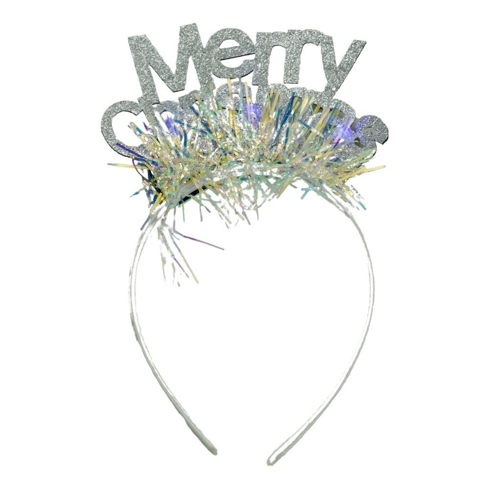 Bentita/cerc Mery Cristmas, culoare gri metalic cu beteala, marime standard