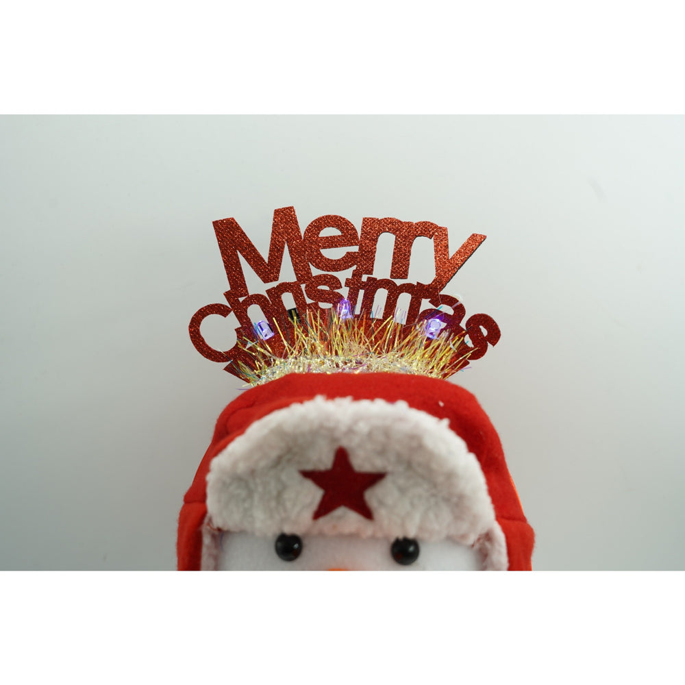 Bentita/cerc Mery Cristmas, culoare rosu cu sclipici, marime standard