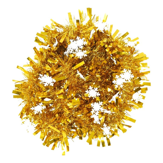 Beteala Craciun, auriu, marimea: 2 m x 9 cm x 9 cm material:folie PVC, interior/exterior, Culoare: Auriu, Tema: Fulgi de nea