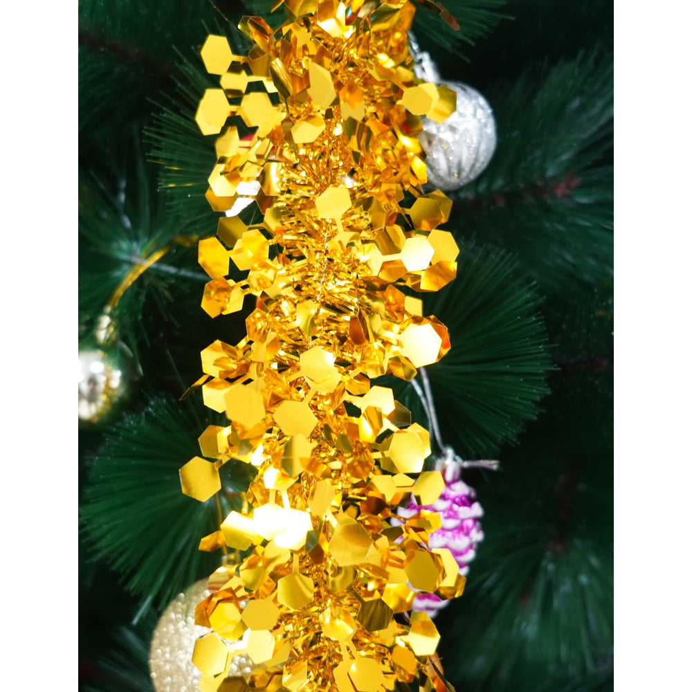 Beteala Craciun, galben, marimea: 2 m x 9 cm material:folie PVC, interior/exterior, Tema: Mesaje Craciun