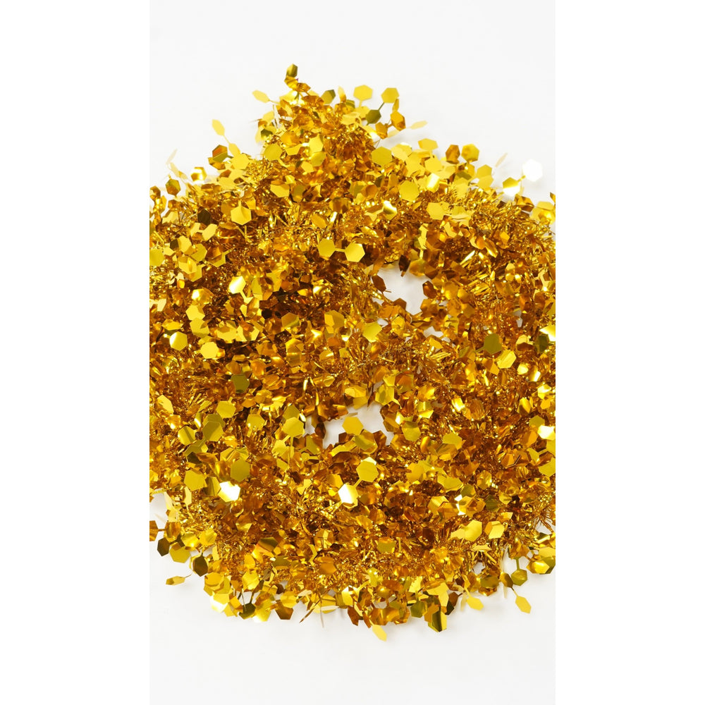 Beteala Craciun, galben, marimea: 2 m x 9 cm material:folie PVC, interior/exterior, Tema: Mesaje Craciun
