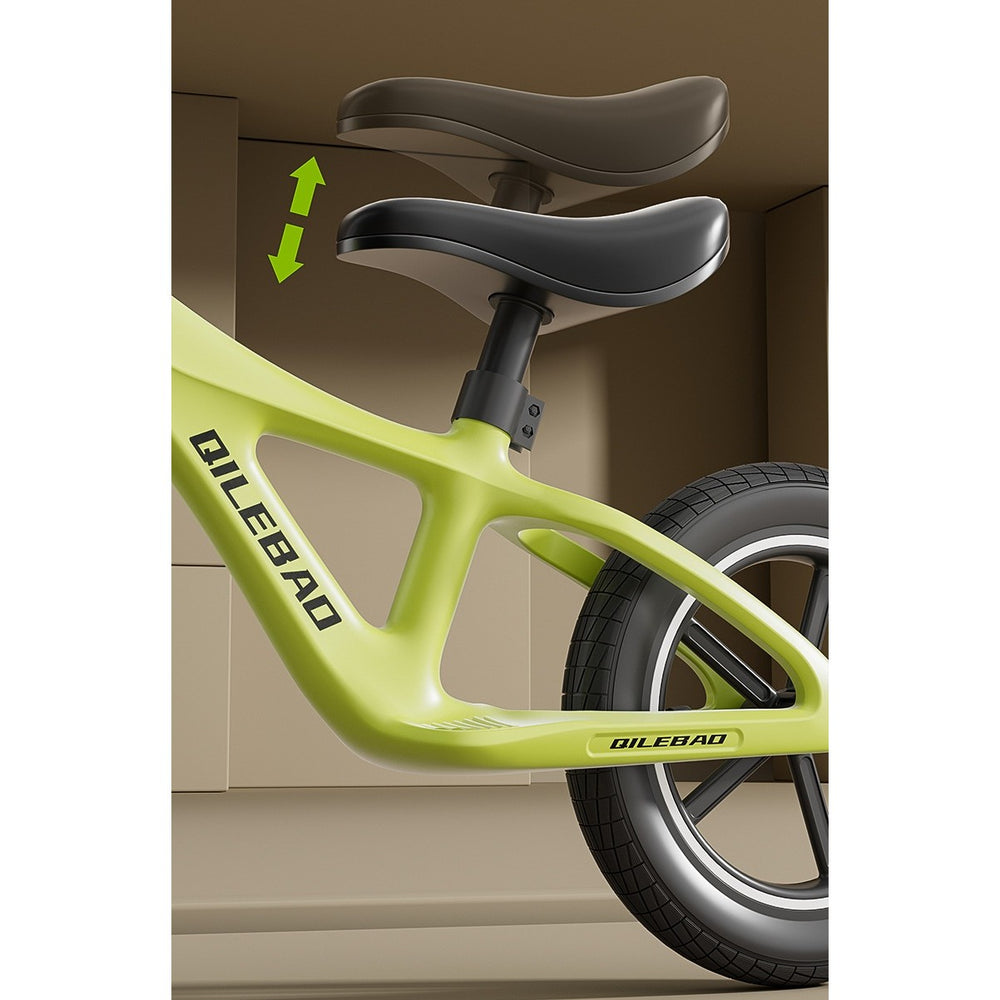 Bicicleta pentru Copii, Fara Pedale, Pentru 2-6 Ani, 2 Roti Silentioase, Sa Reglabila 43 - 58 cm, din Plastic si Fibra de Sticla, 88 x 56 x 43 cm, Verde
