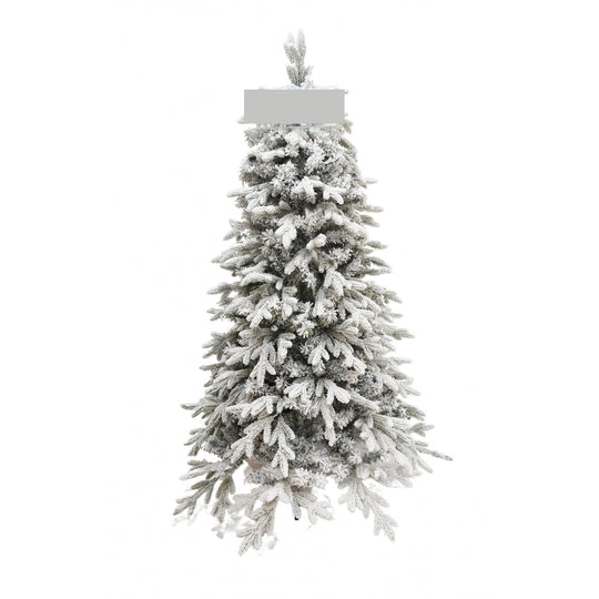 Brad Artificial de Craciun, 1.8 m inaltime, Verde, Pulverizat complet alb-tip zapada, Interior/ Exterior, Bogat 512 ramuri
