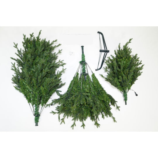 Brad Artificial de Craciun, Becuri led incluse in ramuri, pentru interior/exterior, inaltime 180 cm, diametru 128 cm, 1246 ramuri, verde, suport metalic inclus