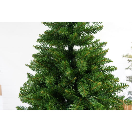 Brad artificial de Craciun, clasic, pentru interior/exterior, inaltime 210 cm, diametru 125 cm, 957 ramuri, verde, suport metalic inclus