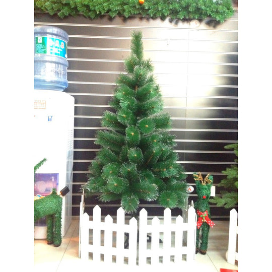 Brad artificial de Craciun tip pin, clasic, pentru interior/exterior, inaltime 90 cm, verde, suport de plastic inclus