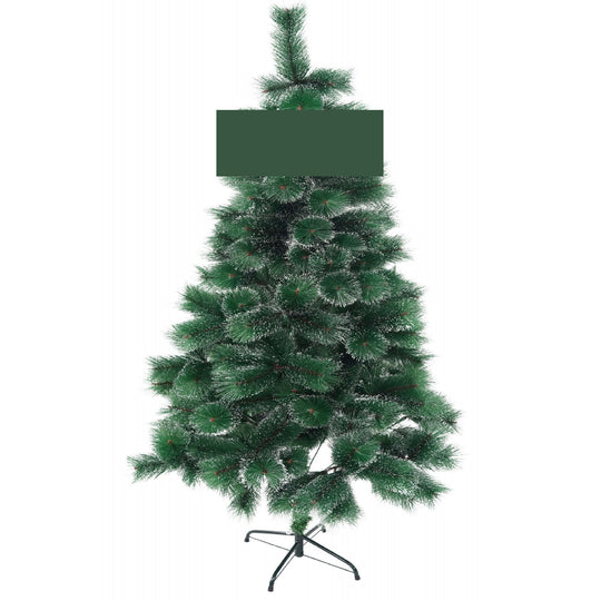 Brad artificial de Craciun tip pin inzapezit, inaltime 180 cm, diametru 105 cm, 260 ramuri cu ace 3D 12 cm, verde cu varfuri ninse, suport metalic inclus
