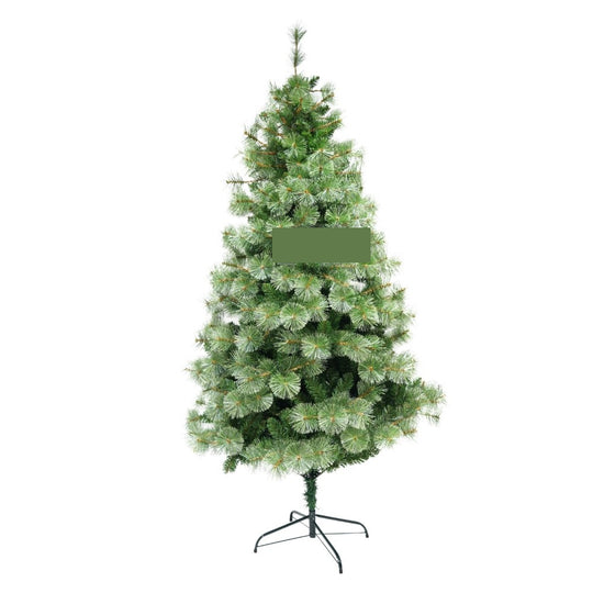 Brad artificial de Craciun tip pin, pentru interior/exterior, inaltime 210 cm, diametru 125 cm, 980 ramuri, verde, suport metalic inclus