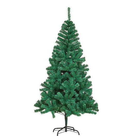 Brad de Craciun artificial cu suport inclus, 155 cm, 600 ramuri/varfuri, material plastic, suport clasic, fara iluminare, utilizat pentru interior/exterior, verde