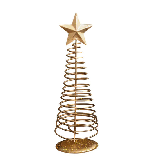 Brad de Craciun Ornament, Decoratiune Brad micut din Metal, inaltime 19.5 x 6.5 x6.5 cm, Ornament de Craciun, Auriu
