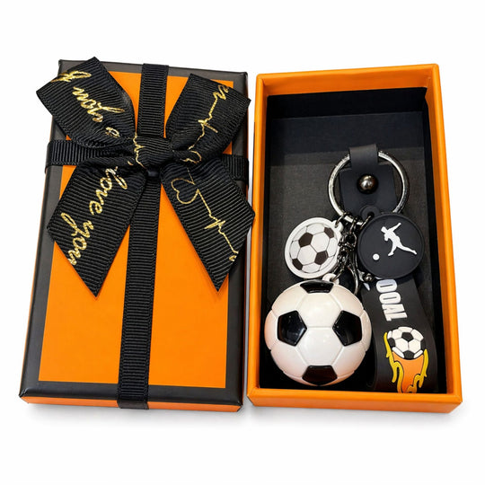 Breloc Chei, Model Minge de Fotbal, Pandantiv Minge, Cupa Mondiala, Accesoriu Pentru Chei si Rucsac, Cutie Cadou, Material Acril, 50 g, Alb/Negru