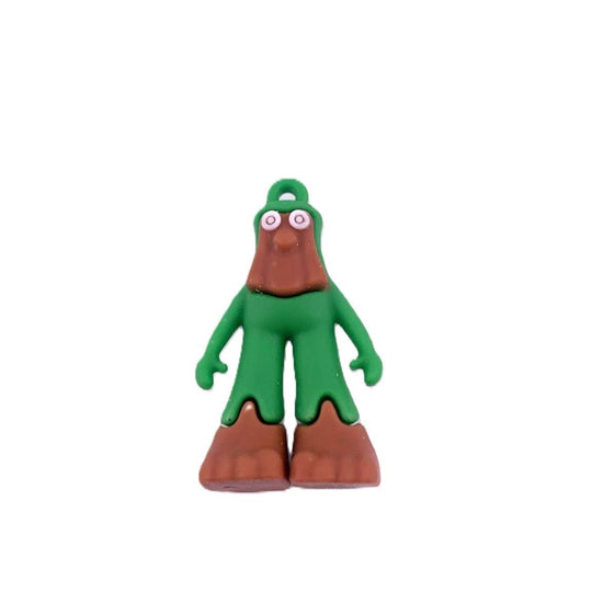 Breloc de Chei din Silicon, Figurina Brainrot Brr Brr Patapim, 4 cm, Verde/Maro
