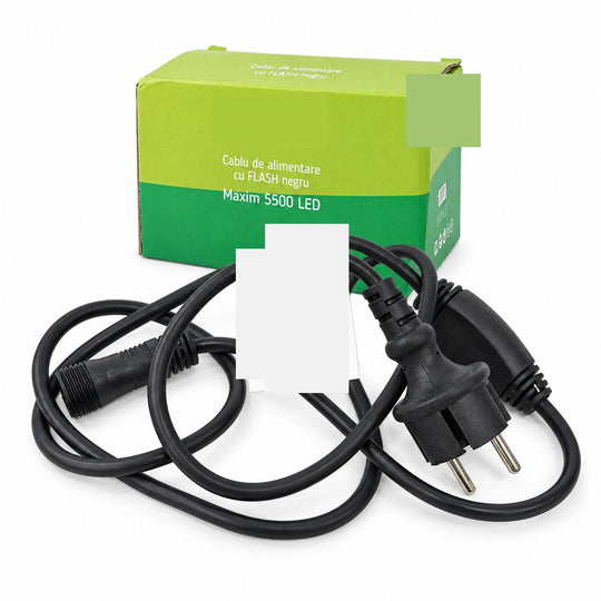 Cablu de Alimentare pentru Instalatie de Craciun, cu Flash, IP65, pentru Maximum 5500 LED-uri, Negru