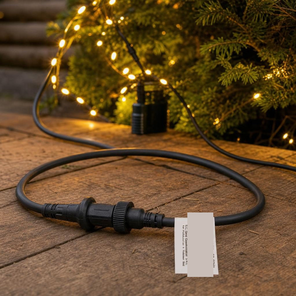 Cablu de Alimentare pentru Instalatie de Craciun, cu Flash, IP65, pentru Maximum 5500 LED-uri, Negru