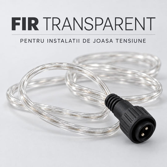 Cablu Prelungitor pentru Instalatii Luminoase, Interconectabil, Joasa Tensiune, 3 m, Transparent