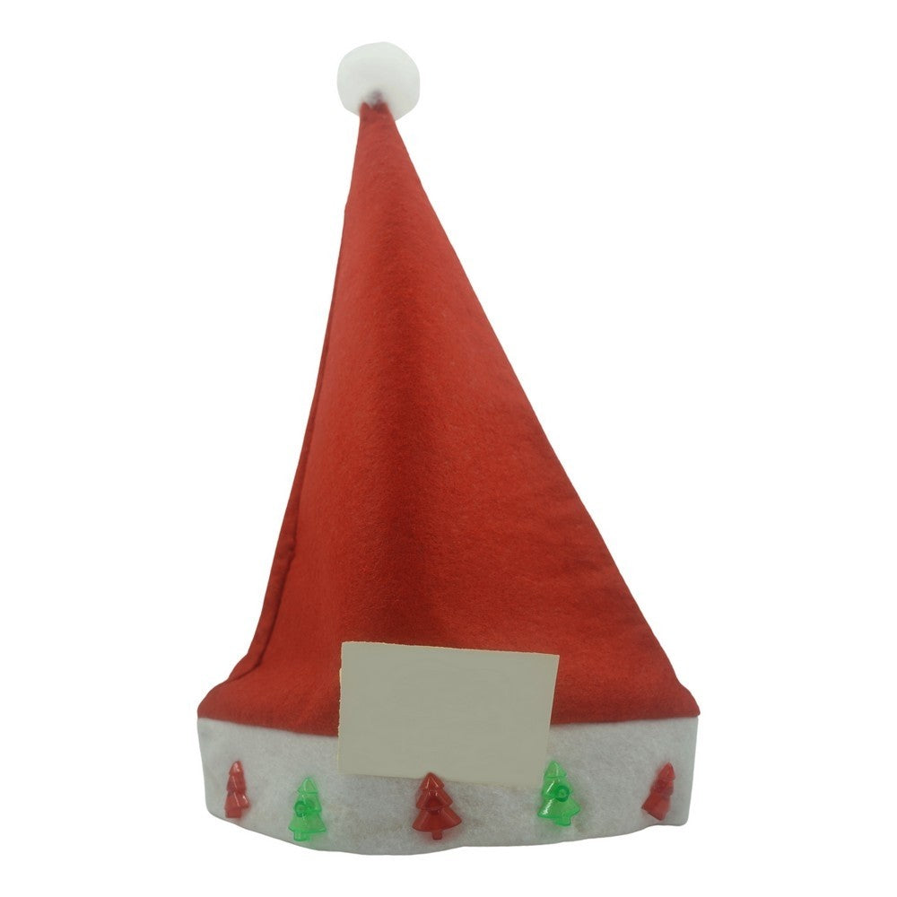 Caciulita de Mos Craciun, cu braduti, led si muzica, rosie, marime universala, poliester, 27 cm
