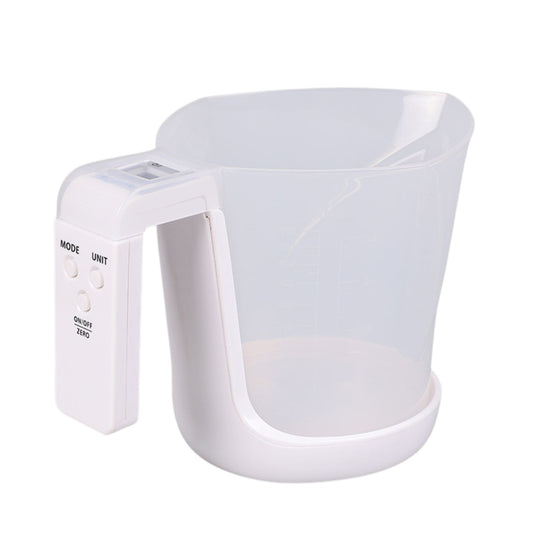 Cantar de Bucatarie 2 in 1, Model Electronic, Tip Cana Gradata cu Masurare, pentru Lichide si Solide, Display Automat, 21.5 x 14.3 x 15 cm, Alb
