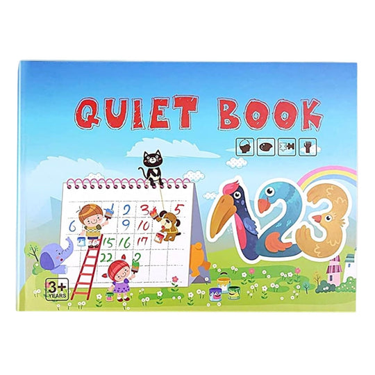 Carte Educativa cu Piese Reutilizabile, Quiet Book Montessori, Seria Numere, 10 Pagini, Piese cu Scai, 28x20.5x2 cm, Multicolor