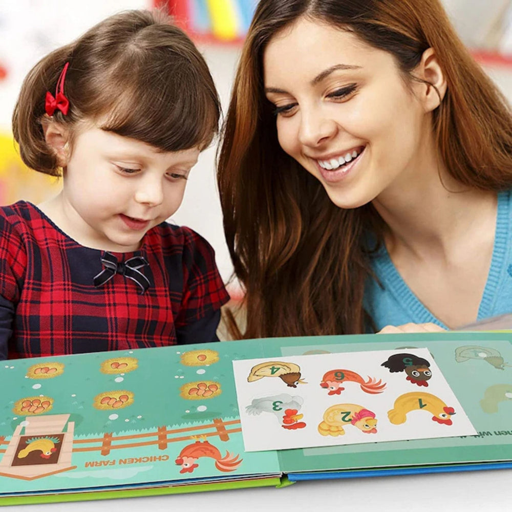 Carte Educativa cu Piese Reutilizabile, Quiet Book Montessori, Seria Numere, 10 Pagini, Piese cu Scai, 28x20.5x2 cm, Multicolor