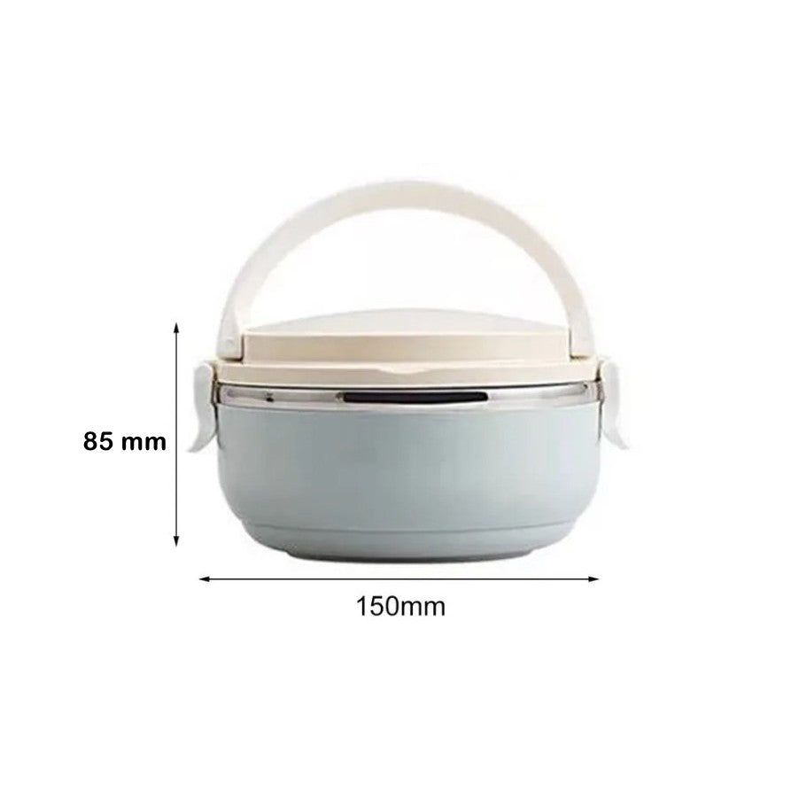 Caserola pentru alimente, lunch box, 700 ml, otel inoxidabil, maner, valva aerisire, inchidere etansa, 15 x 8.5 cm, albastru