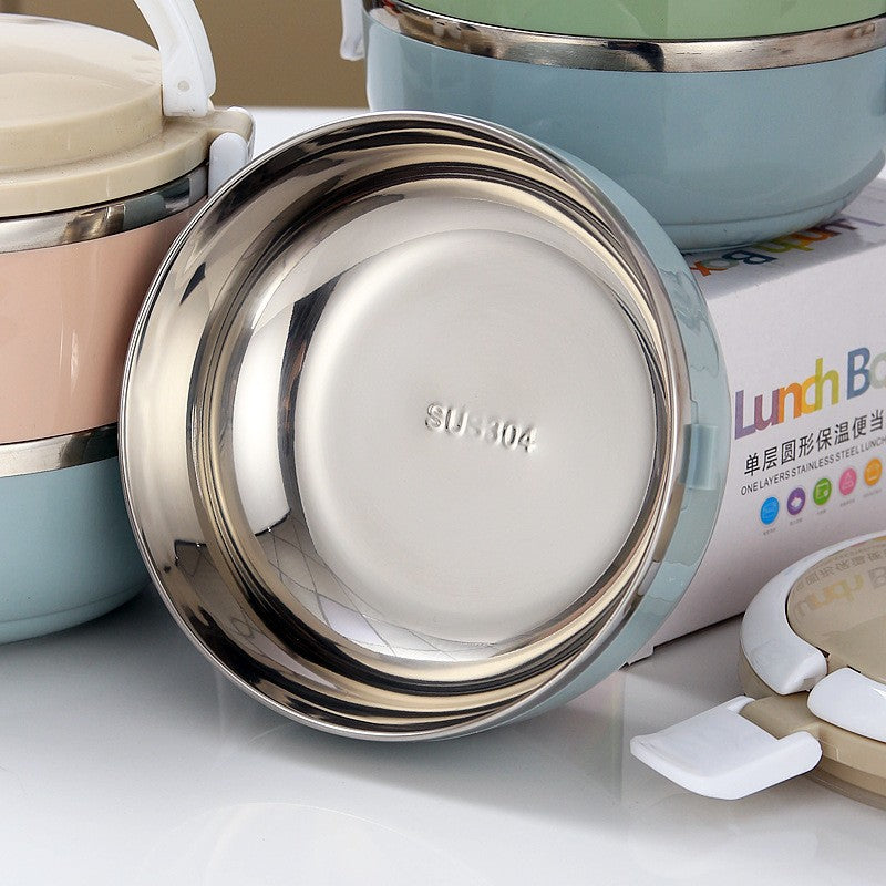 Caserola pentru alimente, lunch box, 700 ml, otel inoxidabil, maner, valva aerisire, inchidere etansa, 15 x 8.5 cm, albastru