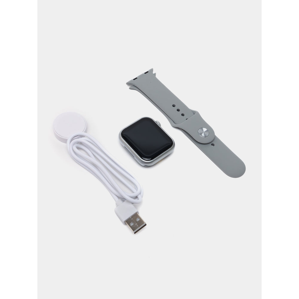 Ceas Smartwatch, Editia 9, Apeluri Bluetooth, Incarcare Wireless, Afisaj 2.01 inch, Rezolutie 240 x 296, NFC, Puls, Gri