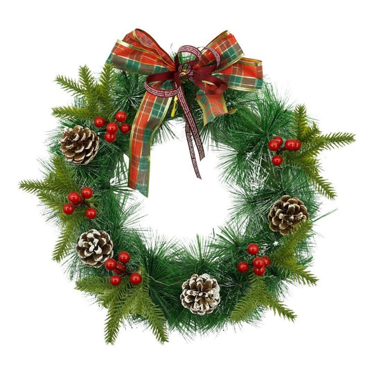 Coronita de Craciun pentru usa, Rosu/Verde, 40 cm, PVC, Artificiala, Decorata, Interior/Exterior, Culoare: Red/Green