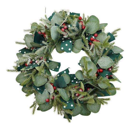 Coronita de Craciun pentru usa, Rosu-Verde, 40 cm, PVC, Artificiala, Decorata, Interior/Exterior, Culoare: Multicolor