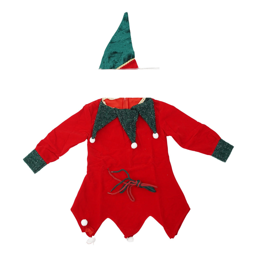 Costum Craciun pentru Fetite, Spiridus, rosu, 4 - 6 ani, catifea