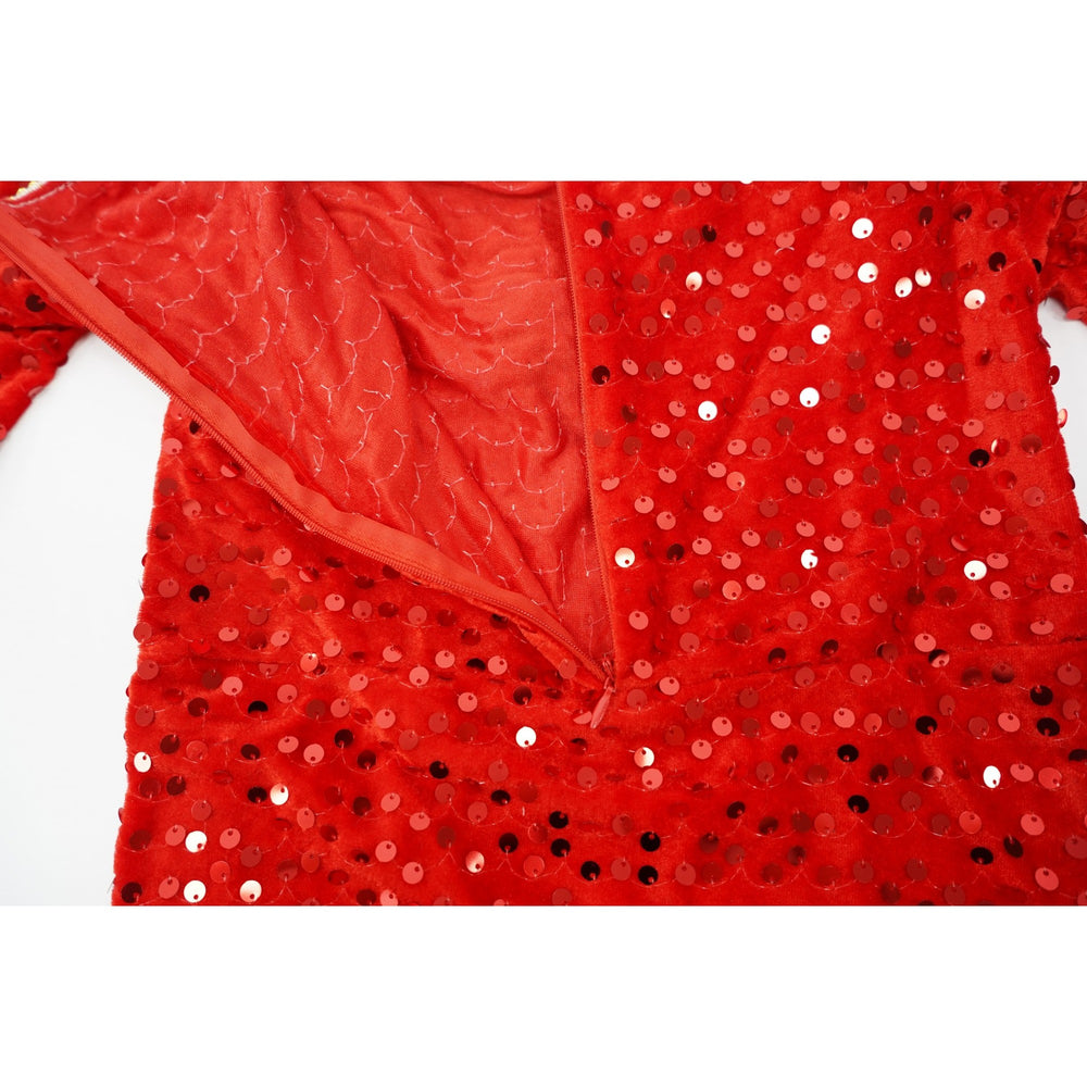 Costum Craciun, Spiridus, rosu, 7 -9 ani, catifea, Culoare: Rosu