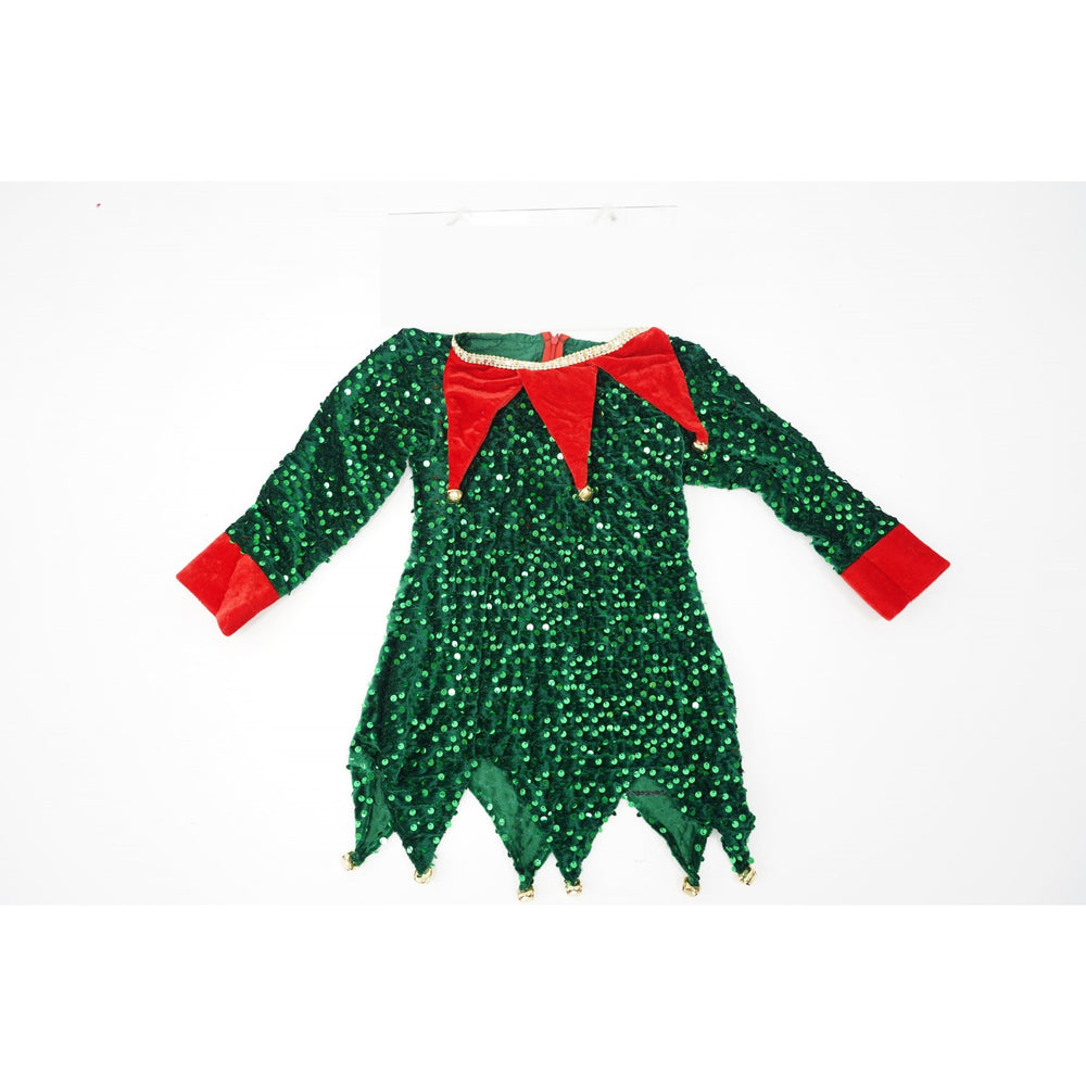 Costum Craciun, Spiridus, rosu-verde, 7 - 9 ani, catifea