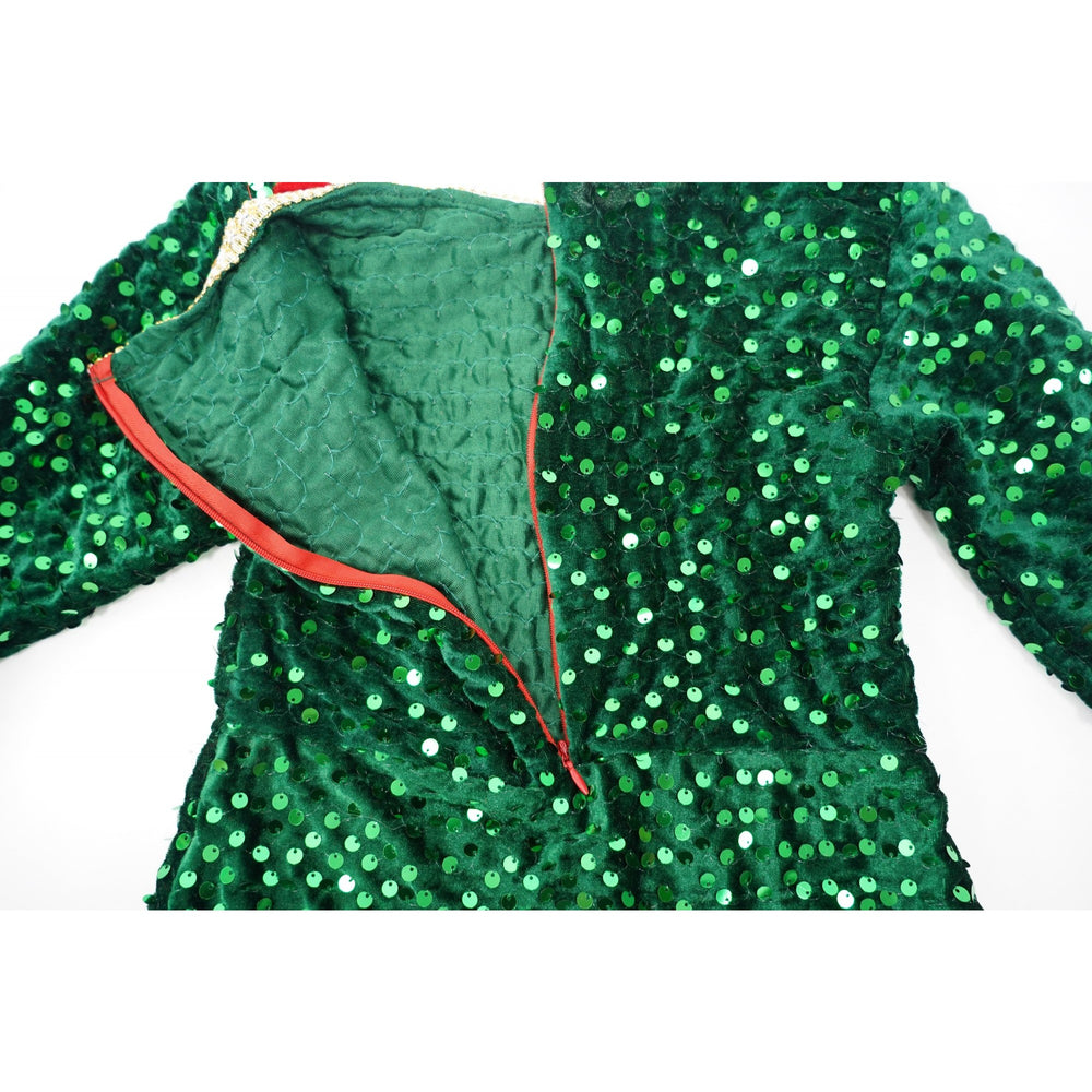 Costum Craciun, Spiridus, rosu-verde, 7 - 9 ani, catifea