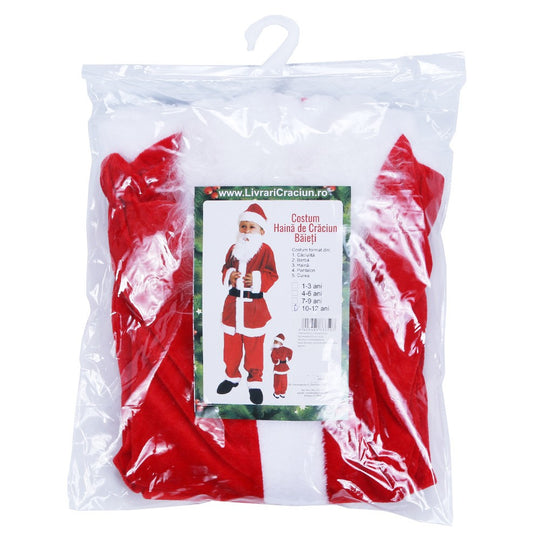 Costum Mos Craciun Baiat, 10-12 ani, 5 piese, Catifea