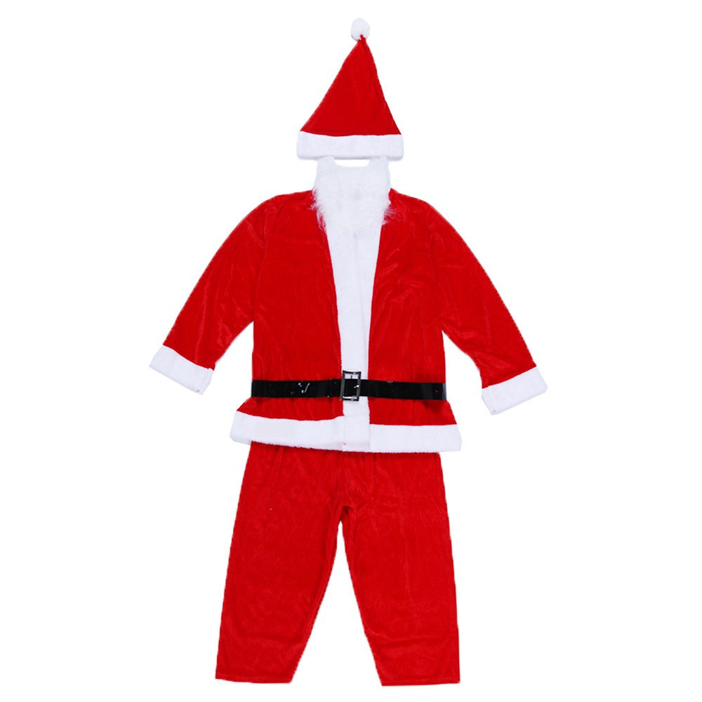 Costum Mos Craciun Baiat, 7-9 ani, 5 piese, Catifea