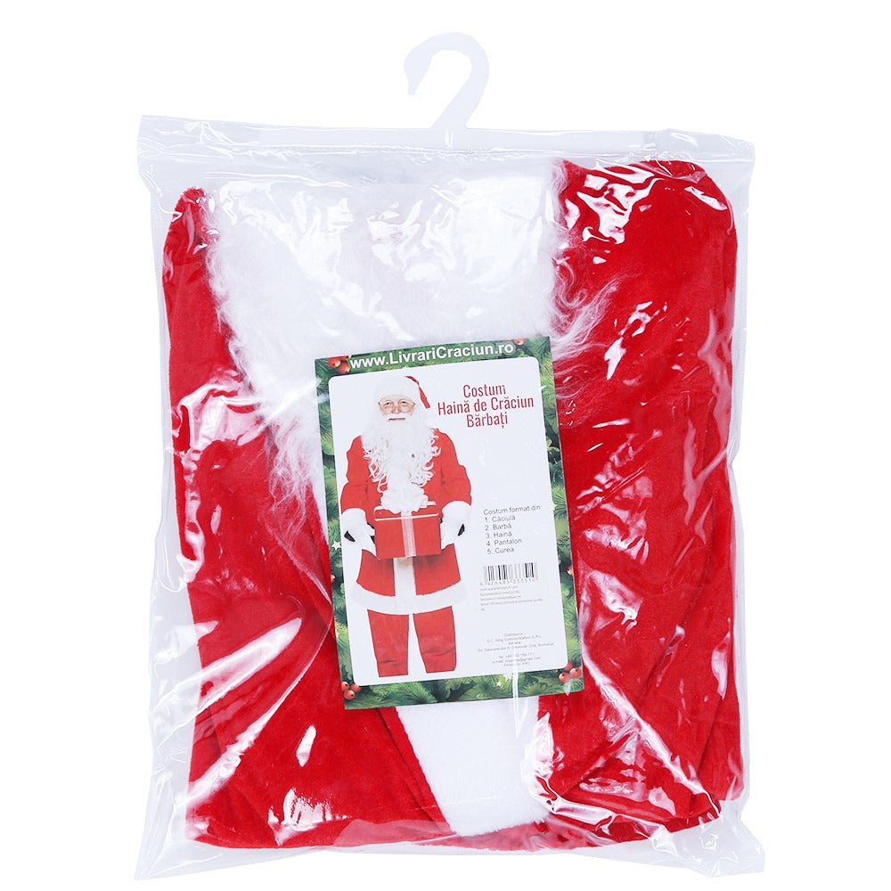 Costum Mos Craciun Barbat, Adult, 5 piese, Catifea