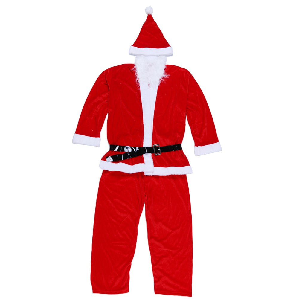 Costum Mos Craciun Barbat, Adult, 5 piese, Catifea