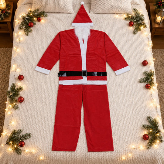 Costum Mos Craciun Barbat, Adult, 5 piese, Polar