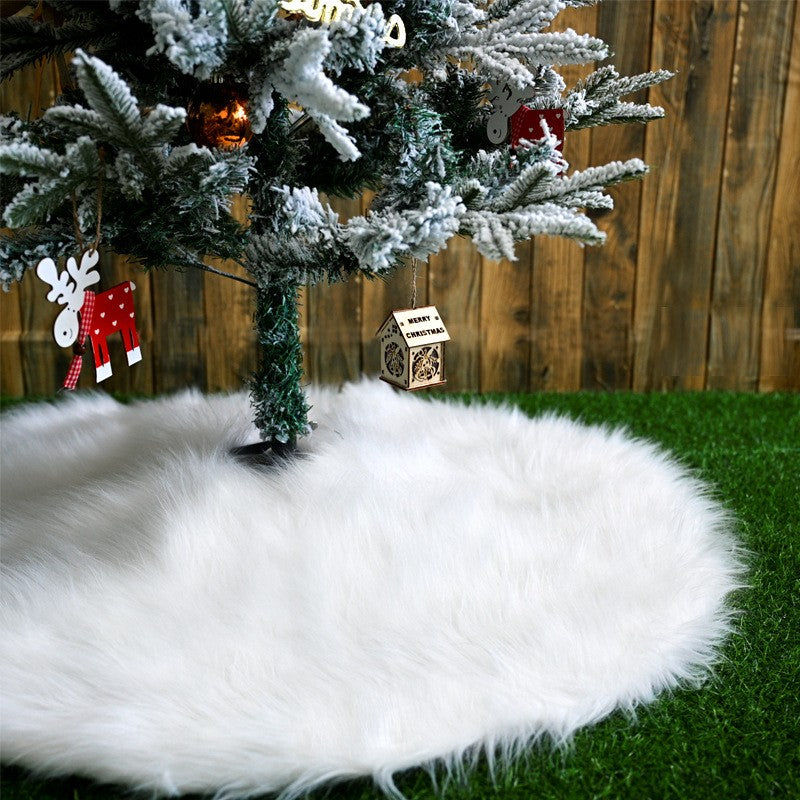 Covor pentru bradul de Craciun White Haipai, diametru 78 cm, blana cu o grosime 4 cm, alb